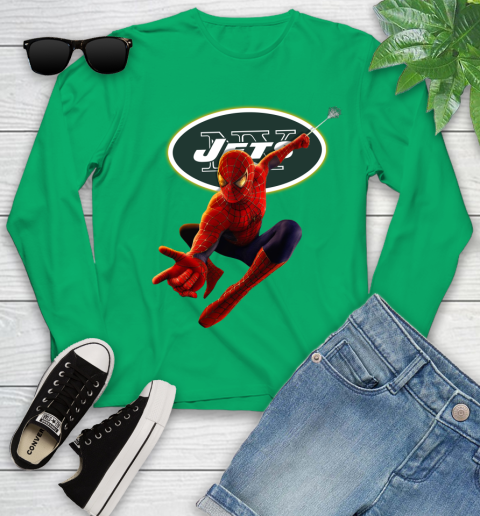 NFL Spider Man Avengers Endgame Football New York Jets Youth Long Sleeve 6