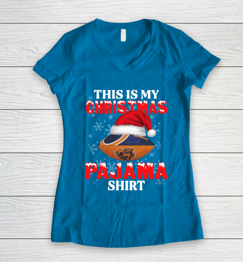 Chicago Bears This Is My Christmas Pajama Shirt NFL Women's V-Neck T-Shirt 5
