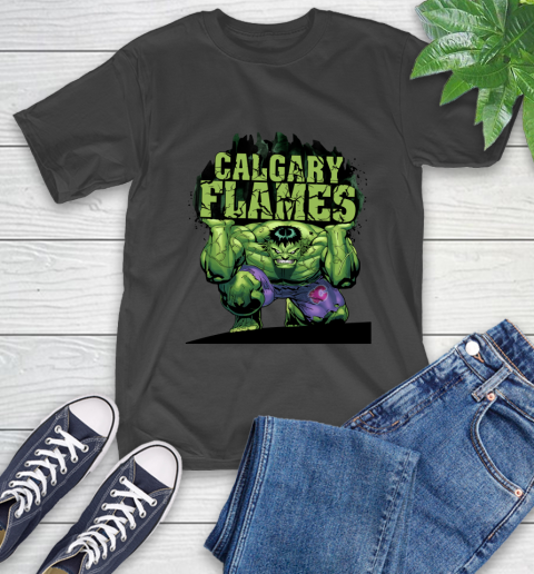Calgary Flames NHL Hockey Incredible Hulk Marvel Avengers Sports T-Shirt 2