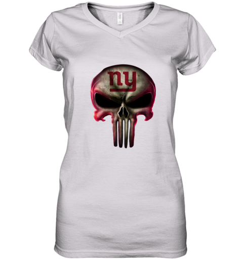 New York Giants The Punisher Mashup Football Women's V-Neck T-Shirt