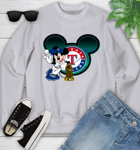 MLB Texas Rangers The Commissioner's Trophy Mickey Mouse Disney Youth Sweatshirt 4