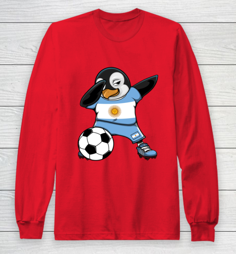 Dabbing Penguin Argentina Soccer Fans Jersey Football Lovers Long Sleeve T-Shirt 7
