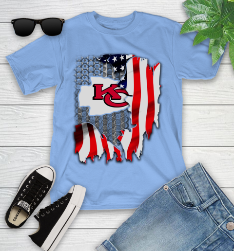Kansas City Chiefs NFL Football American Flag Youth T-Shirt 15