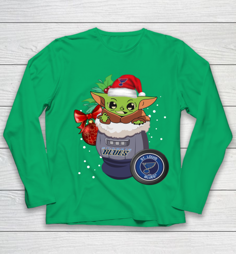 St.Louis Blues Christmas Baby Yoda Star Wars Funny Happy NHL Youth Long Sleeve 6