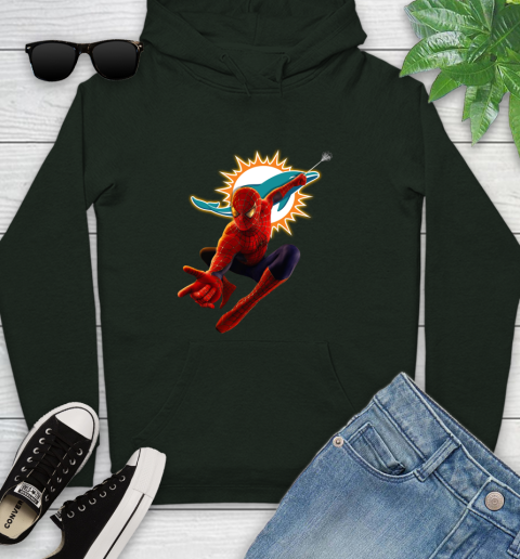 NFL Spider Man Avengers Endgame Football Miami Dolphins Youth Hoodie 13