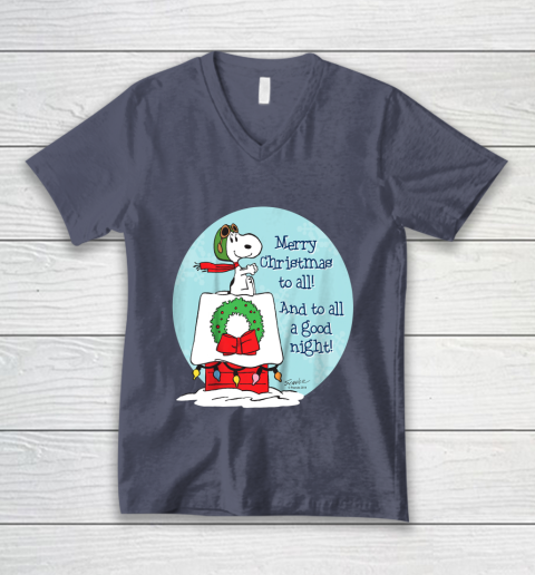 Peanuts Snoopy Merry Christmas and to all Good Night V-Neck T-Shirt 7