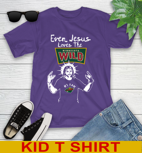 Minnesota Wild NHL Hockey Even Jesus Loves The Wild Shirt Youth T-Shirt 3