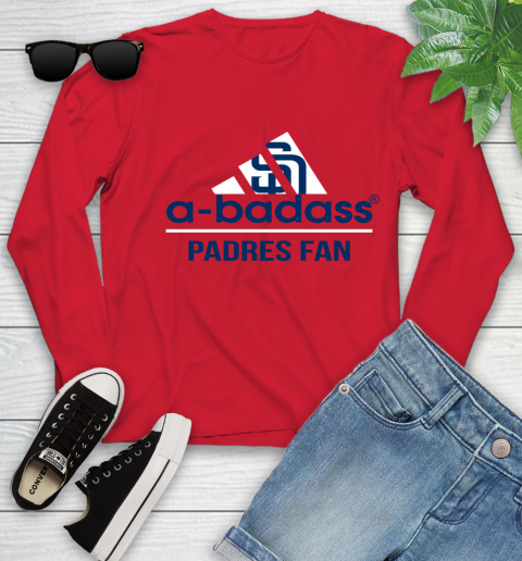 MLB A Badass San Diego Padres Fan Adidas Baseball Sports Youth Long Sleeve 11