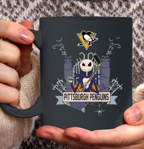 NHL Pittsburgh Penguins Hockey Jack Skellington Halloween Ceramic Mug 11oz