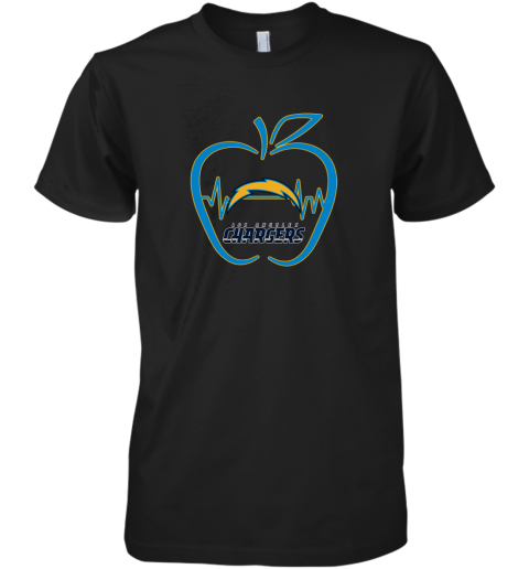 Apple Heartbeat Teacher Symbol Los Angeles Chargers Premium Men's T-Shirt