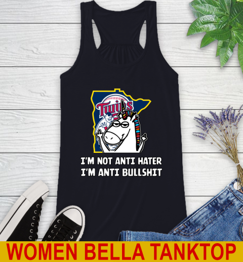 Minnesota Twins MLB Baseball Unicorn I'm Not Anti Hater I'm Anti Bullshit Racerback Tank 10
