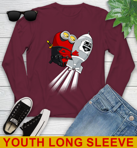 NHL Hockey Los Angeles Kings Deadpool Minion Marvel Shirt Youth Long Sleeve 6
