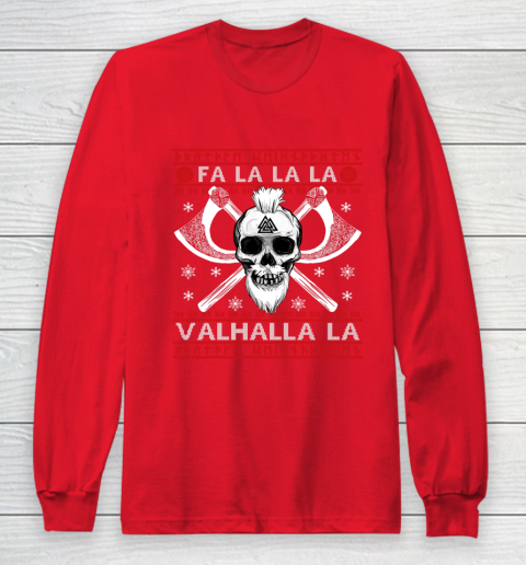 Ugly Christmas Sweater Fa La La Valhalla Viking Long Sleeve T-Shirt 7