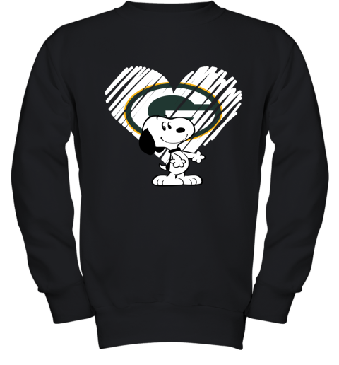 I Love Snoopy Green Bay Packers In My Heart NFL Youth Sweatshirt