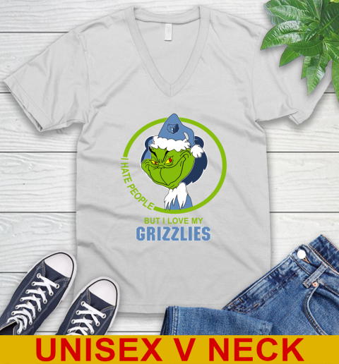 Memphis Grizzlies NBA Christmas Grinch I Hate People But I Love My Favorite Basketball Team V-Neck T-Shirt