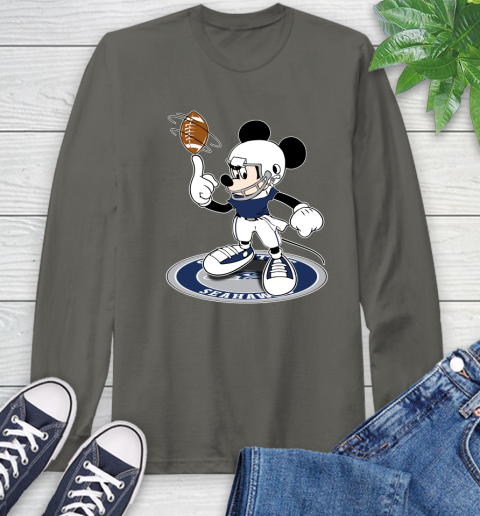 NFL Football Seattle Seahawks Cheerful Mickey Disney Shirt Long Sleeve T-Shirt 9