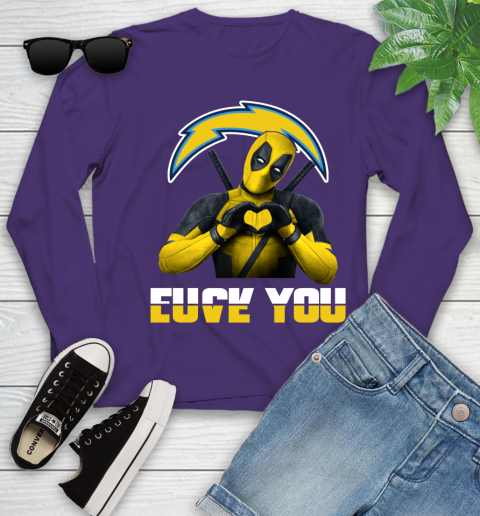 NHL San Diego Chargers Deadpool Love You Fuck You Football Sports Youth Long Sleeve 4