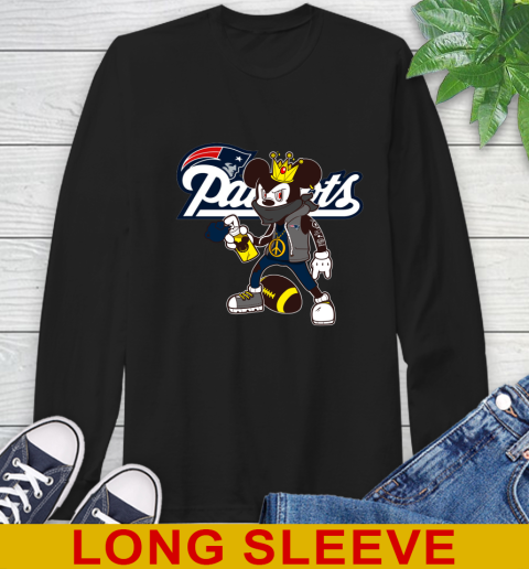 New England Patriots NFL Football Mickey Peace Sign Sports Long Sleeve T-Shirt 2