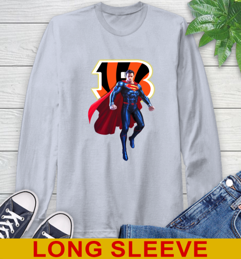 NFL Superman DC Sports Football Cincinnati Bengals Long Sleeve T-Shirt 6