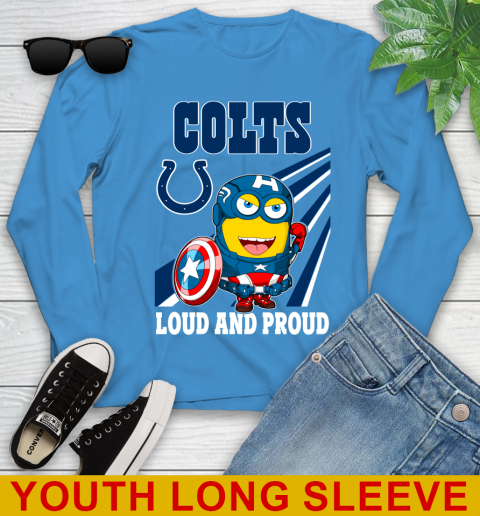 NFL Football Indianapolis Colts Captain America Marvel Avengers Minion Shirt Youth Long Sleeve 8