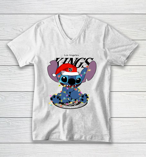 Los Angeles Kings NHL Hockey noel stitch Christmas V-Neck T-Shirt