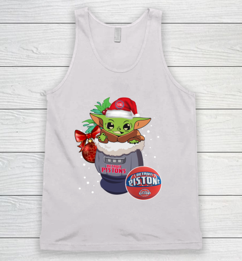 Detroit Pistons Christmas Baby Yoda Star Wars Funny Happy NBA Tank Top 2
