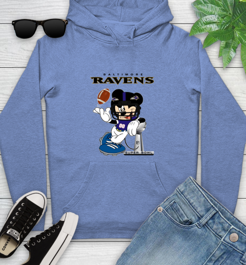 NFL Baltimore Ravens Mickey Mouse Disney Super Bowl Football T Shirt Youth Hoodie 12