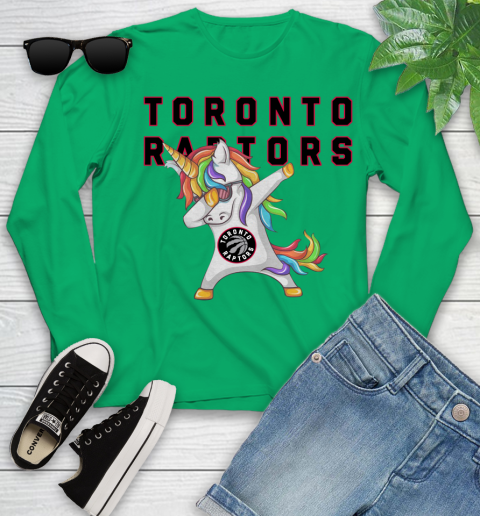 Toronto Raptors NBA Basketball Funny Unicorn Dabbing Sports Youth Long Sleeve 6