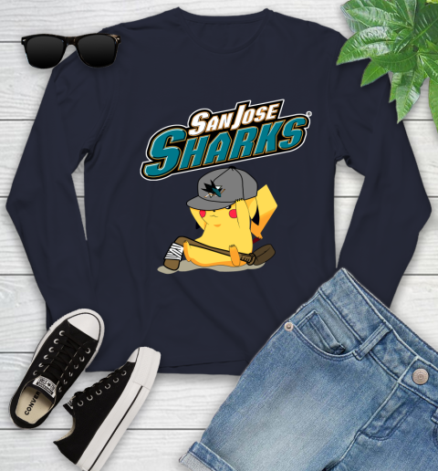 NHL Pikachu Hockey Sports San Jose Sharks Youth Long Sleeve 3