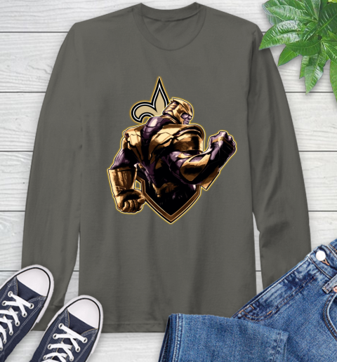 NFL Thanos Avengers Endgame Football Sports New Orleans Saints Long Sleeve T-Shirt 8