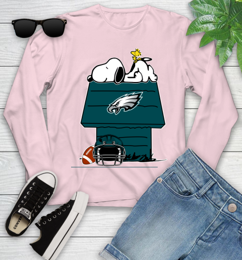 Philadelphia Eagles NFL Football Snoopy Woodstock The Peanuts Movie Youth Long Sleeve 10