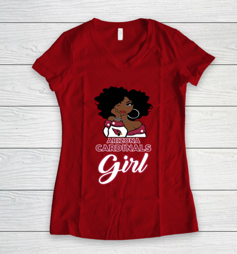 Arizona Cardinals Girl NFL Women's V-Neck T-Shirt 10
