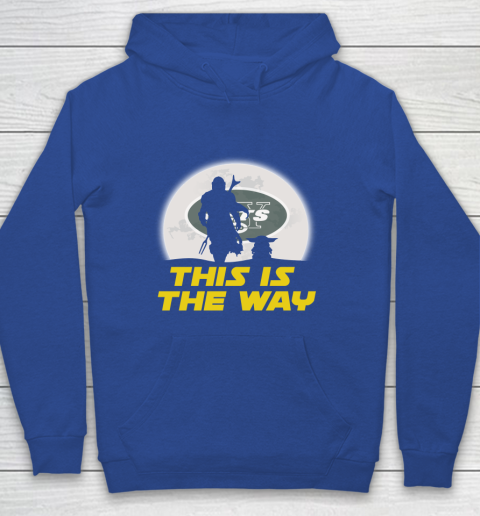 New York Jets NFL Football Star Wars Yoda And Mandalorian This Is The Way Youth Hoodie 6
