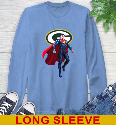 NFL Superman DC Sports Football Green Bay Packers Long Sleeve T-Shirt 11