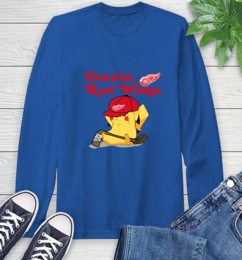 NHL Pikachu Hockey Sports Detroit Red Wings Long Sleeve T-Shirt 9