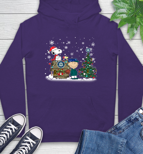 MLB Seattle Mariners Snoopy Charlie Brown Christmas Baseball Commissioner's Trophy Hoodie - Image 6