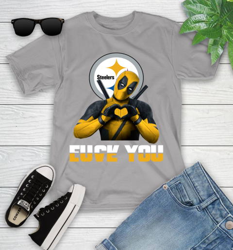 NHL Pittsburgh Steelers Deadpool Love You Fuck You Football Sports Youth T-Shirt 4
