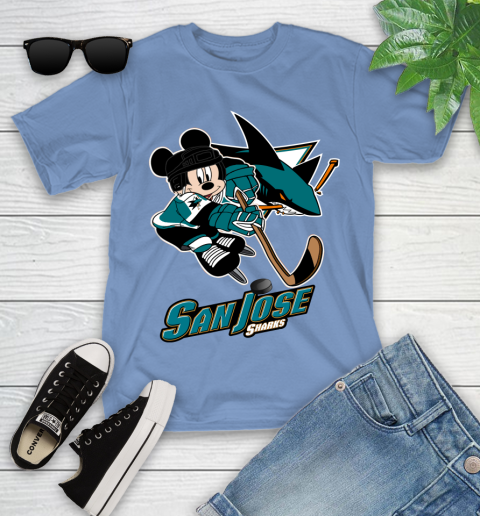 NHL San Jose Sharks Mickey Mouse Disney Hockey T Shirt Youth T
