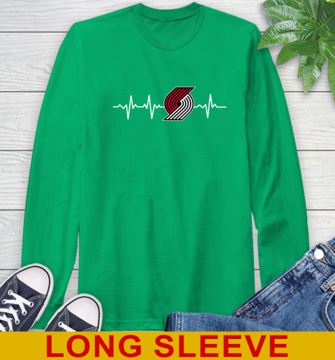 Portland Trail Blazers NBA Basketball Heart Beat Shirt Long Sleeve T-Shirt 8