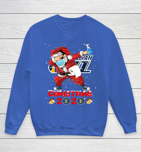 Utah Jazz Funny Santa Claus Dabbing Christmas 2020 NBA Youth Sweatshirt 6
