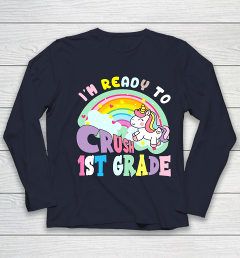 Back to school shirt ready to crush 1st grade unicorn Youth Long Sleeve 10
