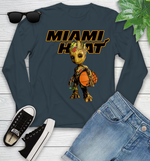 Miami Heat NBA Basketball Groot Marvel Guardians Of The Galaxy Youth Long Sleeve 8