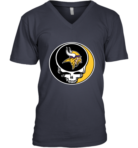 NFL Minnesota Vikings Grateful Dead Rock Band Football Sports rvs18RMFFNC v neck unisex 8 95 151514 front navy