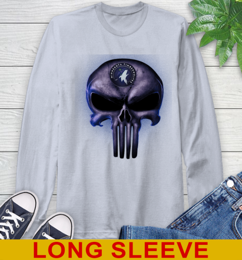 Minnesota Timberwolves NBA Basketball Punisher Skull Sports Long Sleeve T-Shirt 6