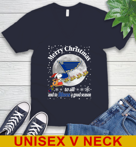 St.Louis Blues Merry Christmas To All And To Blues A Good Season NHL Hockey Sports V-Neck T-Shirt 2