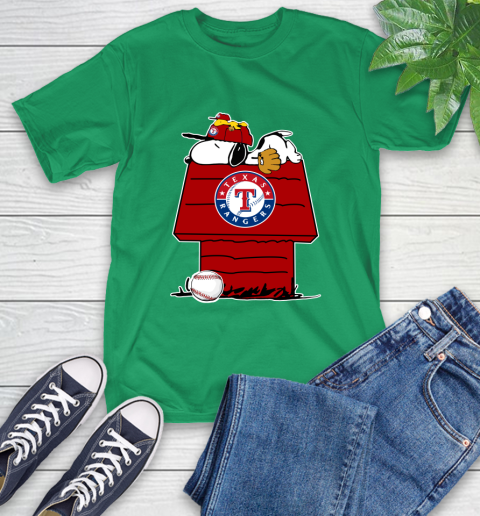 MLB Texas Rangers Snoopy Woodstock The Peanuts Movie Baseball T Shirt T-Shirt 7