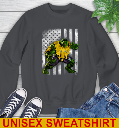Los Angeles Chargers Hulk Marvel Avengers NFL Football American Flag Sweatshirt 7