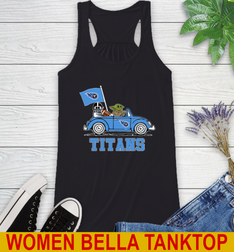 NFL Football Tennessee Titans Darth Vader Baby Yoda Driving Star Wars Shirt Racerback Tank 2