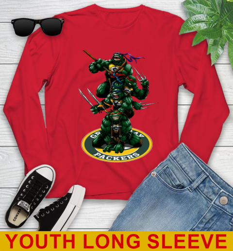 NFL Football Green Bay Packers Teenage Mutant Ninja Turtles Shirt Youth Long Sleeve - Image 12