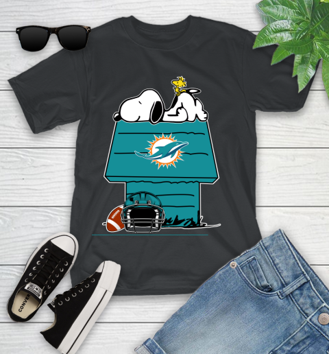 Miami Dolphins NFL Football Snoopy Woodstock The Peanuts Movie Youth T-Shirt 2